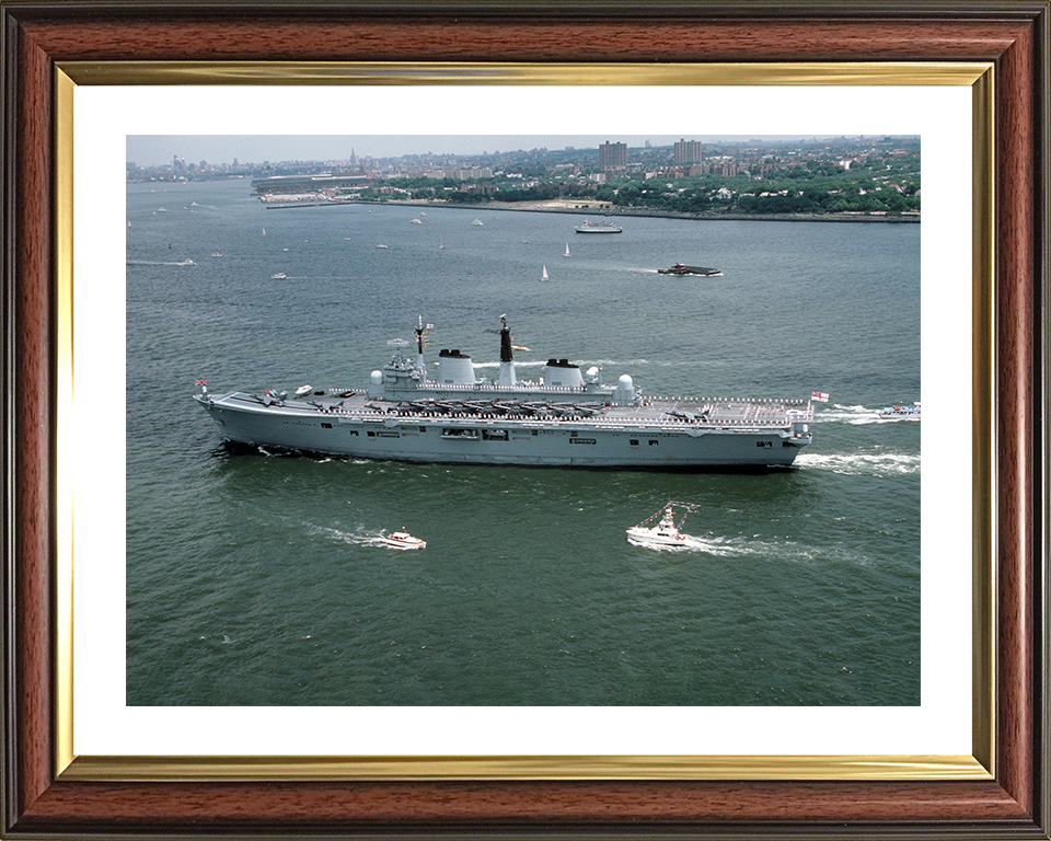 HMS Ark Royal (R07) Photo Print - New York 1986 - Royal Navy Invincible Class Aircraft Carrier Hampshire Prints 10 x 8 Classic Frame Yes