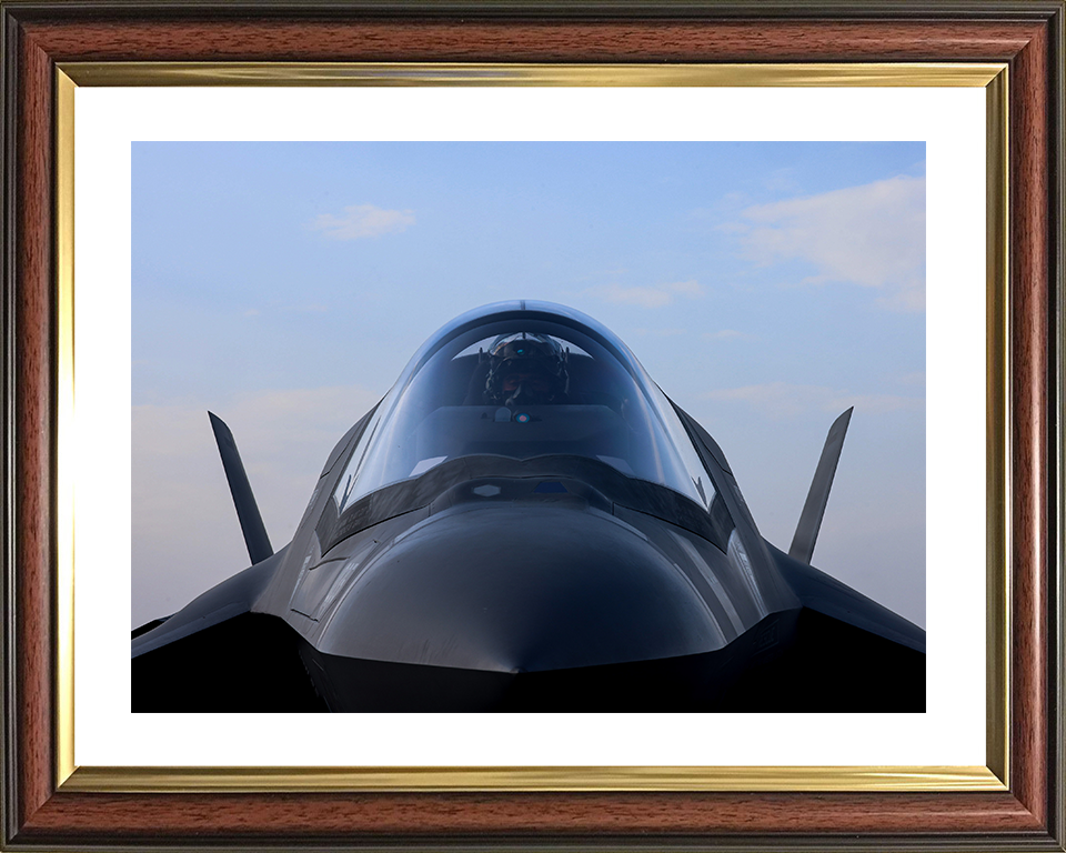RAF F-35B Jet Pilot cockpit Closeup Royal Air Force Aircraft Photo Print Wall Art Aviation Decor UK Posters, Prints, & Visual Artwork Hampshire Prints 10 x 8 Classic Frame Yes
