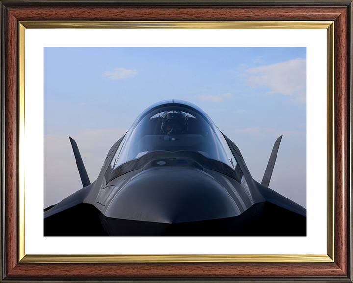 RAF F-35B Jet Pilot cockpit Closeup Royal Air Force Aircraft Photo Print Wall Art Aviation Decor UK Posters, Prints, & Visual Artwork Hampshire Prints 10 x 8 Classic Frame Yes