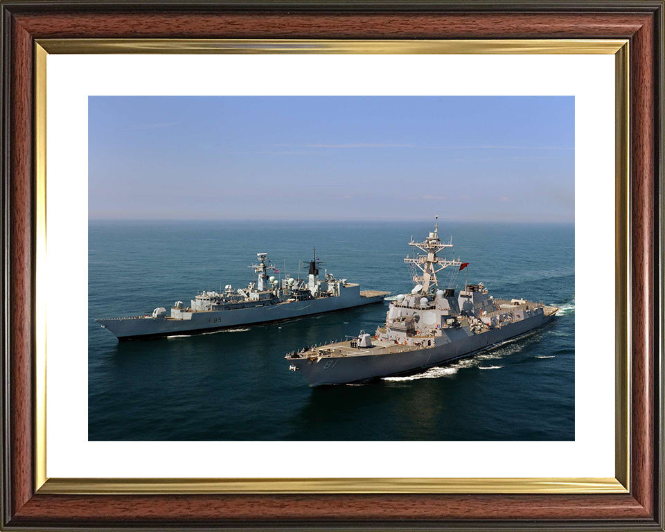 HMS Cumberland (F85) Photo Print - Alongside USS Winston S. Churchill - - Royal Navy Type 22 Frigate Hampshire Prints 10 x 8 Classic Frame Yes