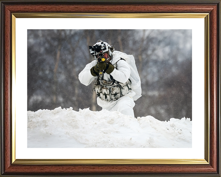 Royal Marine Aims During Cold Weather exercise Photo Print 40 Commando Marines Wall Art Military Decor UK Posters, Prints, & Visual Artwork Hampshire Prints 10 x 8 Classic Frame Yes