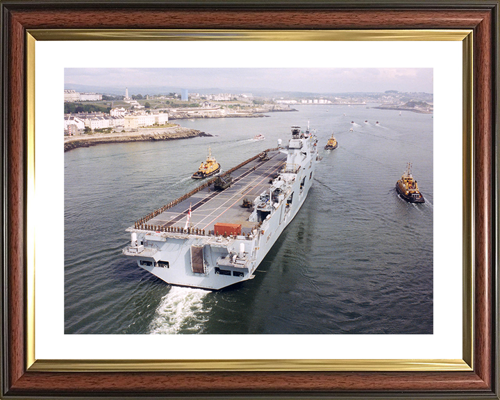HMS Ocean (L12) Photo Print - Departs Devonport 2001 - Royal Navy Landing Platform Helicopter