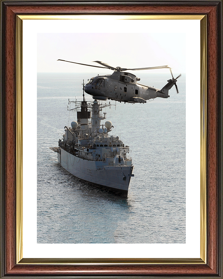 HMS Cumberland (F85) Photo Print - With Merlin 2009 - Royal Navy Type 22 Frigate Hampshire Prints 10 x 8 Classic Frame Yes