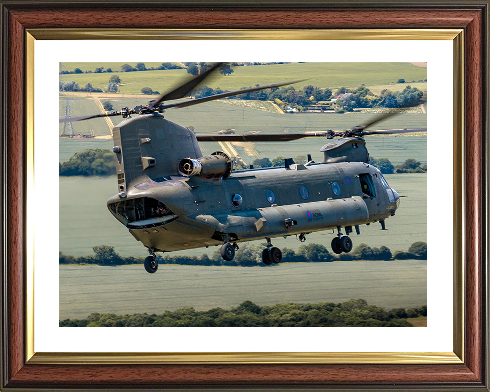 RAF Chinook Helicopter Closeup Photo Print - Royal Air Force Aircraft Hampshire Prints 10 x 8 Classic Frame Yes
