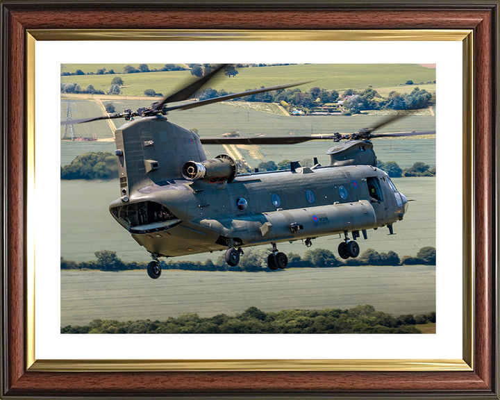 RAF Chinook Helicopter Closeup Photo Print - Royal Air Force Aircraft Hampshire Prints 10 x 8 Classic Frame Yes