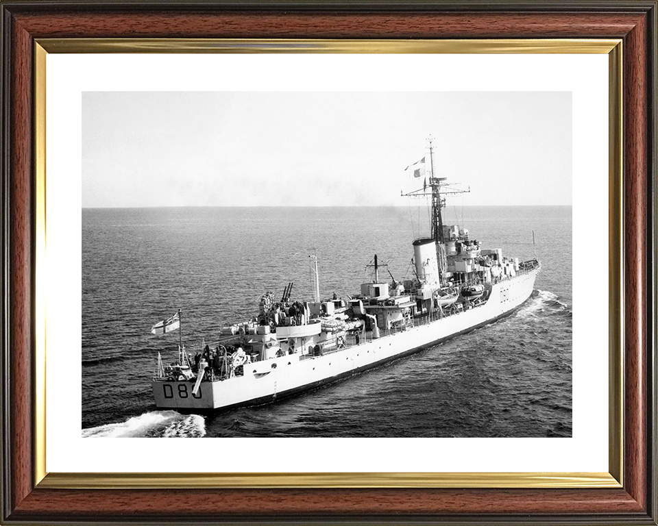 HMS Barfleur (D80) Photo Print - At Sea 1954 - Royal Navy Battle Class Destroyer Posters, Prints, & Visual Artwork Hampshire Prints 10 x 8 Classic Frame Yes