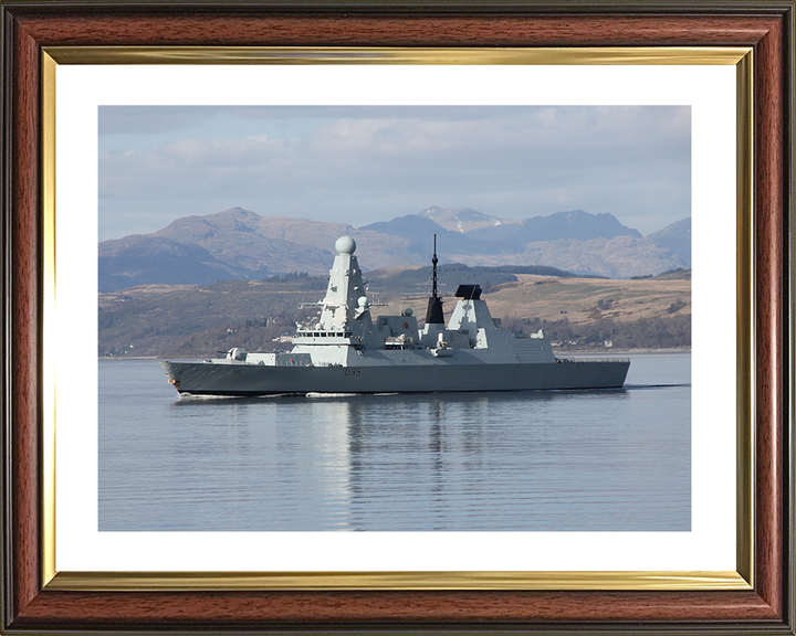 HMS Defender (D36) Royal Navy Type 45 Destroyer Port Side Reflections Photo Print Wall Art Decor Posters, Prints, & Visual Artwork Hampshire Prints 10 x 8 Classic Frame Yes