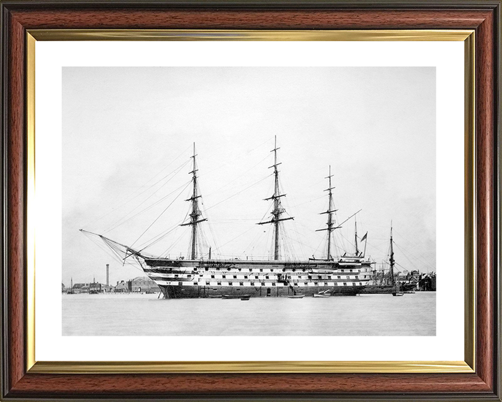 HMS Britannia (Prince of Wales) 1860 Royal Navy Training Ship Port Side Photo Print Wall Art Decor Posters, Prints, & Visual Artwork Hampshire Prints 10 x 8 Classic Frame Yes