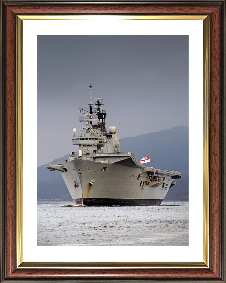 HMS Ark Royal (R07) Royal Navy Invincible Class Aircraft Carrier Portrait Photo Print Wall Art Decor Posters, Prints, & Visual Artwork Hampshire Prints 10 x 8 Classic Frame Yes