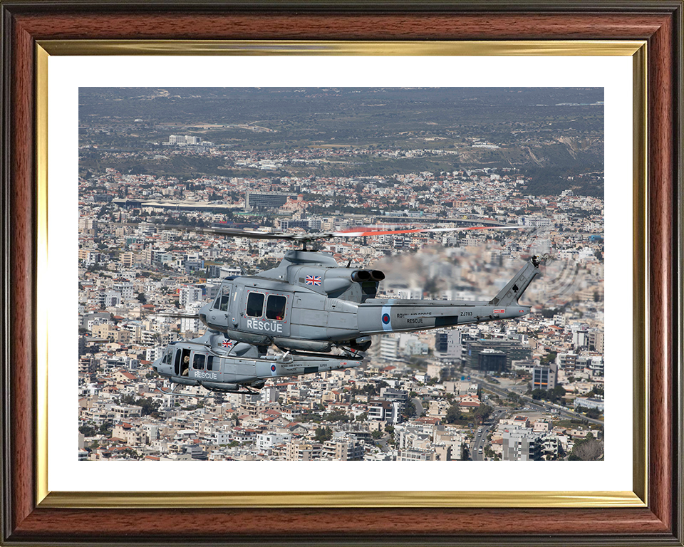 RAF Griffin HA2 Helicopters in flight Photo Print - Royal Air Force Aircraft Hampshire Prints 10 x 8 Classic Frame Yes