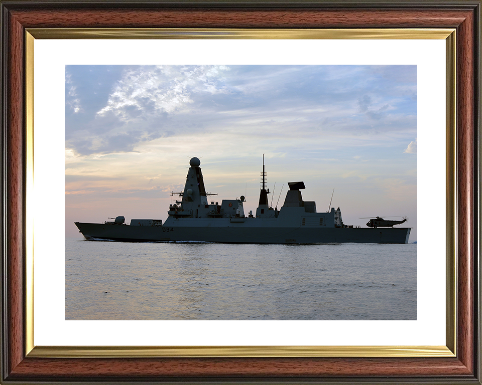 HMS Diamond (D34) Photo Print - Port Side Silhouette 2012 - Royal Navy Type 45 Destroyer Hampshire Prints 10 x 8 Classic Frame Yes
