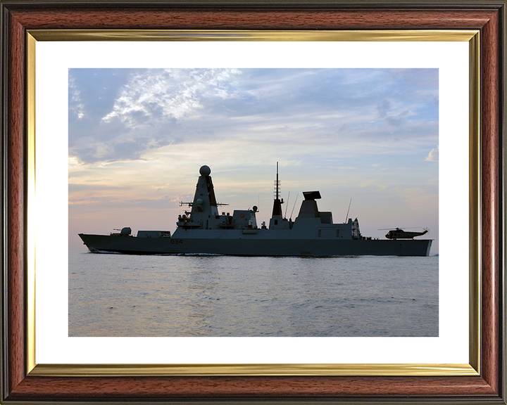 HMS Diamond (D34) Photo Print - Port Side Silhouette 2012 - Royal Navy Type 45 Destroyer Hampshire Prints 10 x 8 Classic Frame Yes