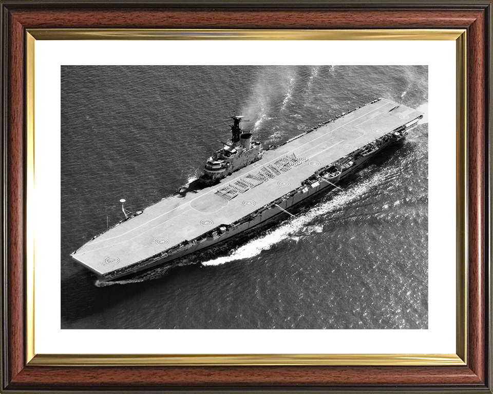HMS Bulwark (R08) Royal Navy Centaur Class Fleet Carrier From the Air Photo Print Wall Art Decor Posters, Prints, & Visual Artwork Hampshire Prints 10 x 8 Classic Frame Yes
