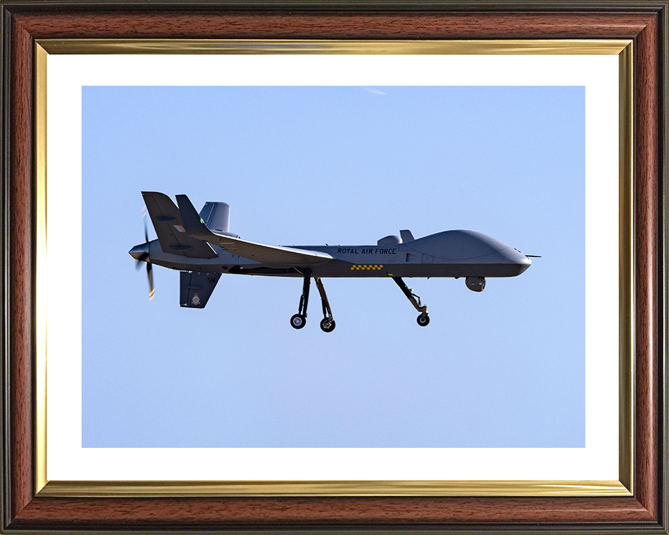 RAF Protector RG Mk1 Drone in flight Photo Print - Royal Air Force Aircraft Hampshire Prints 10 x 8 Classic Frame Yes
