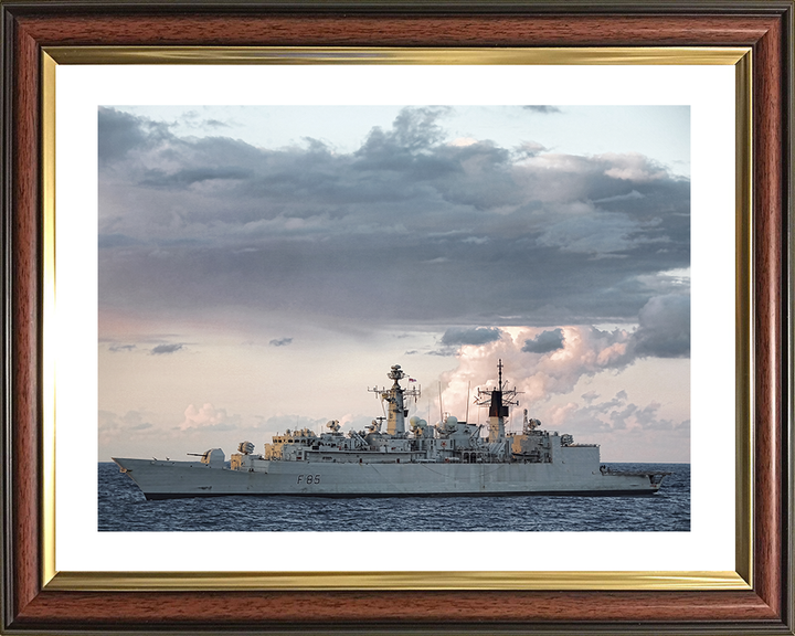 HMS Cumberland (F85) Royal Navy Type 22 Frigate At sunset Photo Print Wall Art Decor Posters, Prints, & Visual Artwork Hampshire Prints 10 x 8 Classic Frame Yes