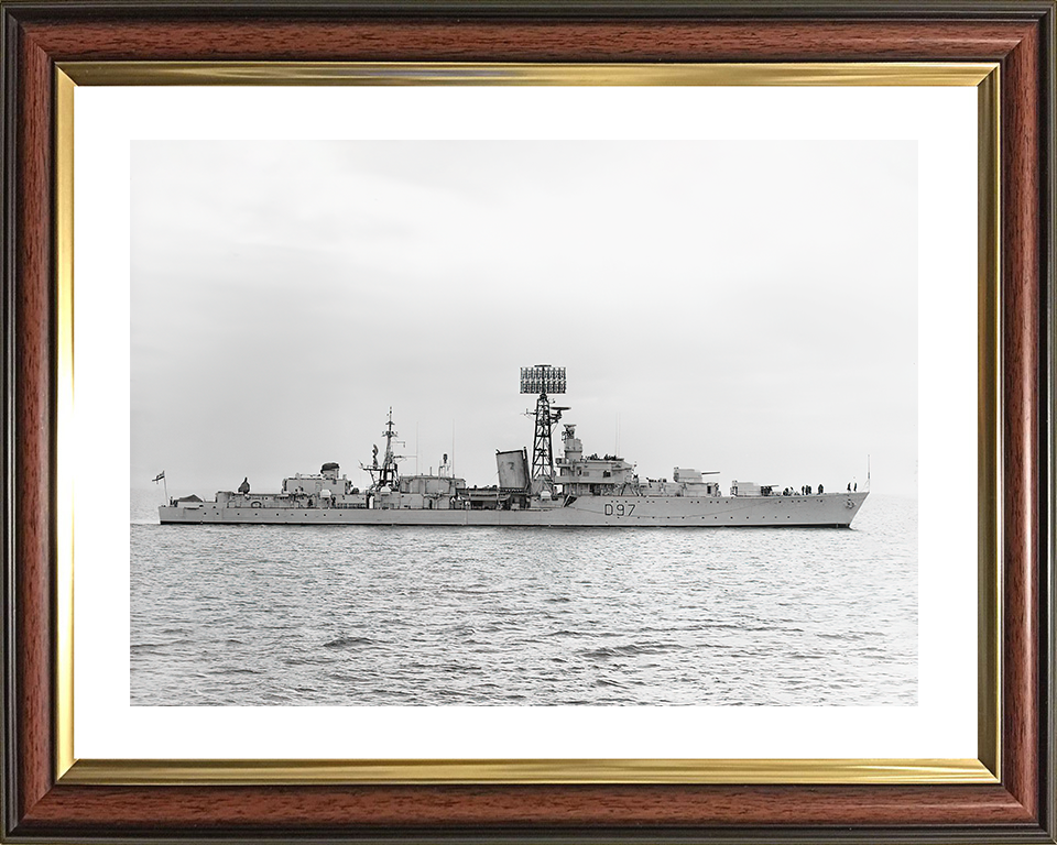 HMS Corunna (D97) Royal Navy Battle Class Destroyer Starboard Beam View Photo Print Wall Art Decor Posters, Prints, & Visual Artwork Hampshire Prints 10 x 8 Classic Frame Yes