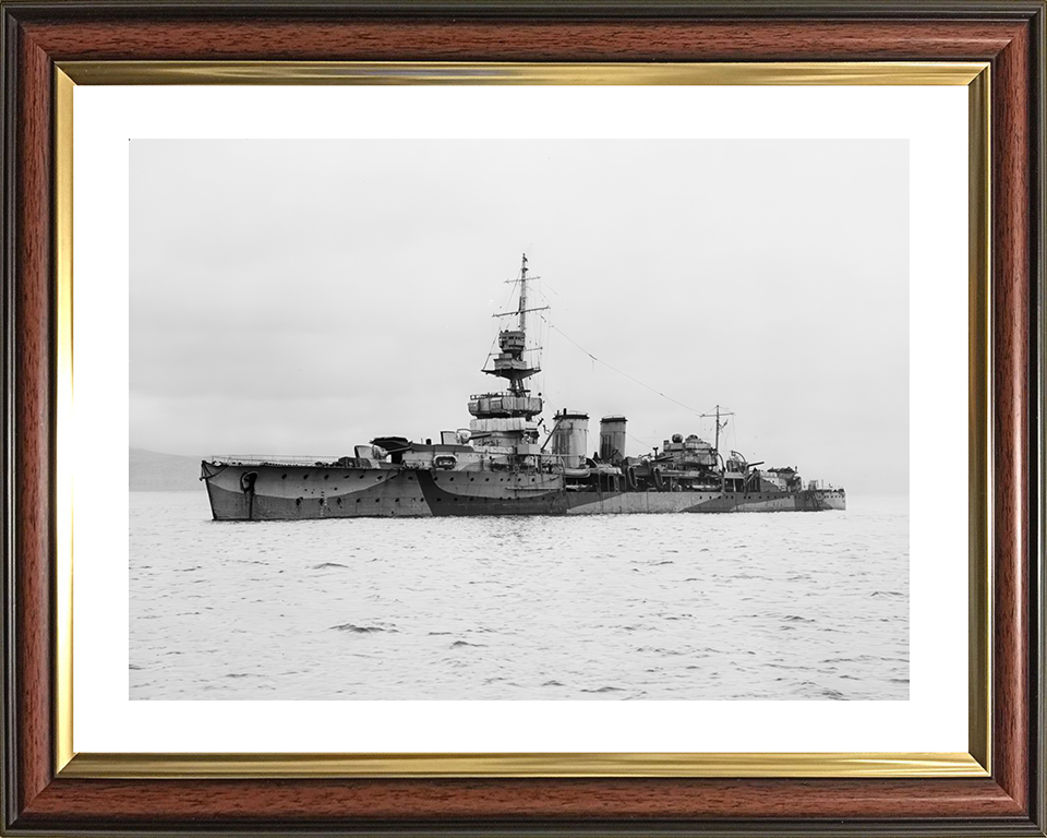 HMS Cardiff (D58) Royal Navy C Class Light Cruiser Port Side View Photo Print Wall Art Decor Posters, Prints, & Visual Artwork Hampshire Prints 10 x 8 Classic Frame Yes