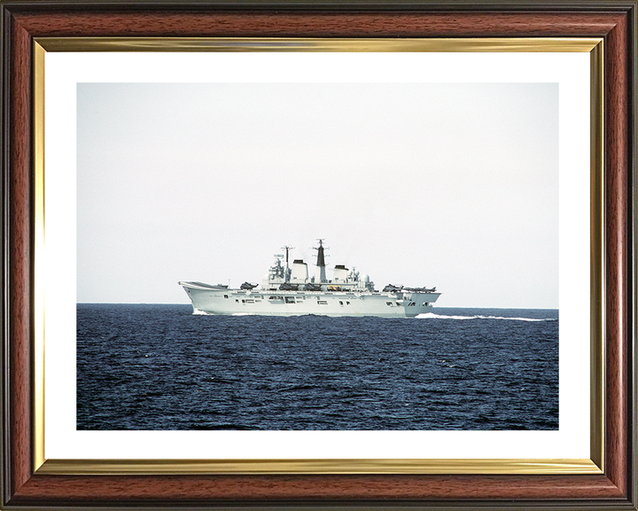 HMS Ark Royal (R07) Photo Print - At Sea 1986 - Royal Navy Invincible Class Aircraft Carrier Hampshire Prints 10 x 8 Classic Frame Yes