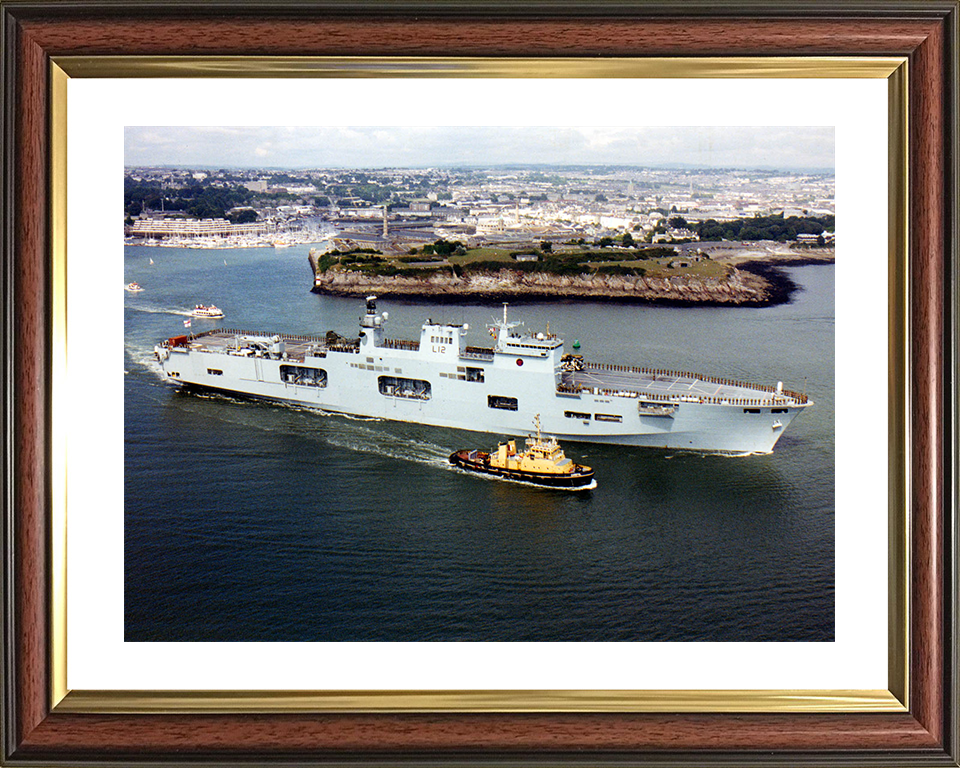 HMS Ocean (L12) Photo Print - Departs Plymouth 2001 - Royal Navy Landing Platform Helicopter