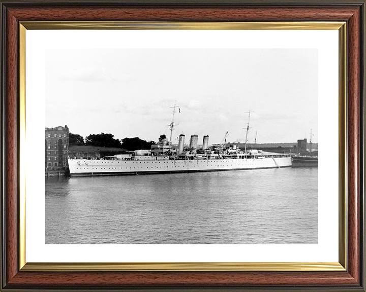 HMS Dorsetshire (40) Royal Navy County Class Cruiser Alongside Photo Print Wall Art Decor Posters, Prints, & Visual Artwork Hampshire Prints 10 x 8 Classic Frame Yes