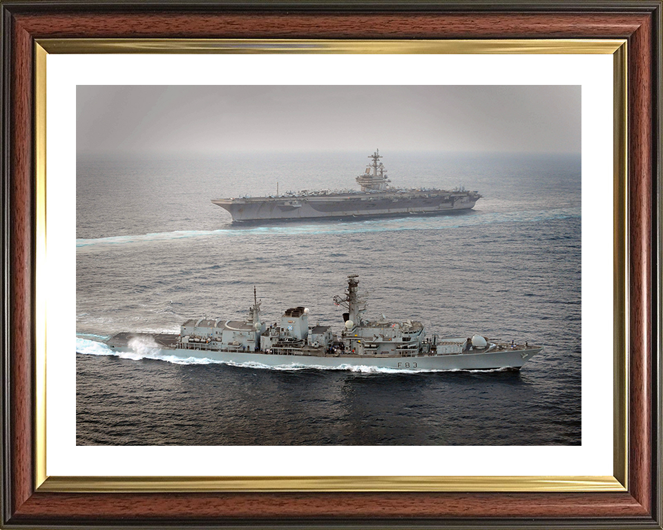 HMS St Albans (F83) Photo Print - With USS George W Bush - Royal Navy Type 23 Frigate Hampshire Prints 10 x 8 Classic Frame Yes