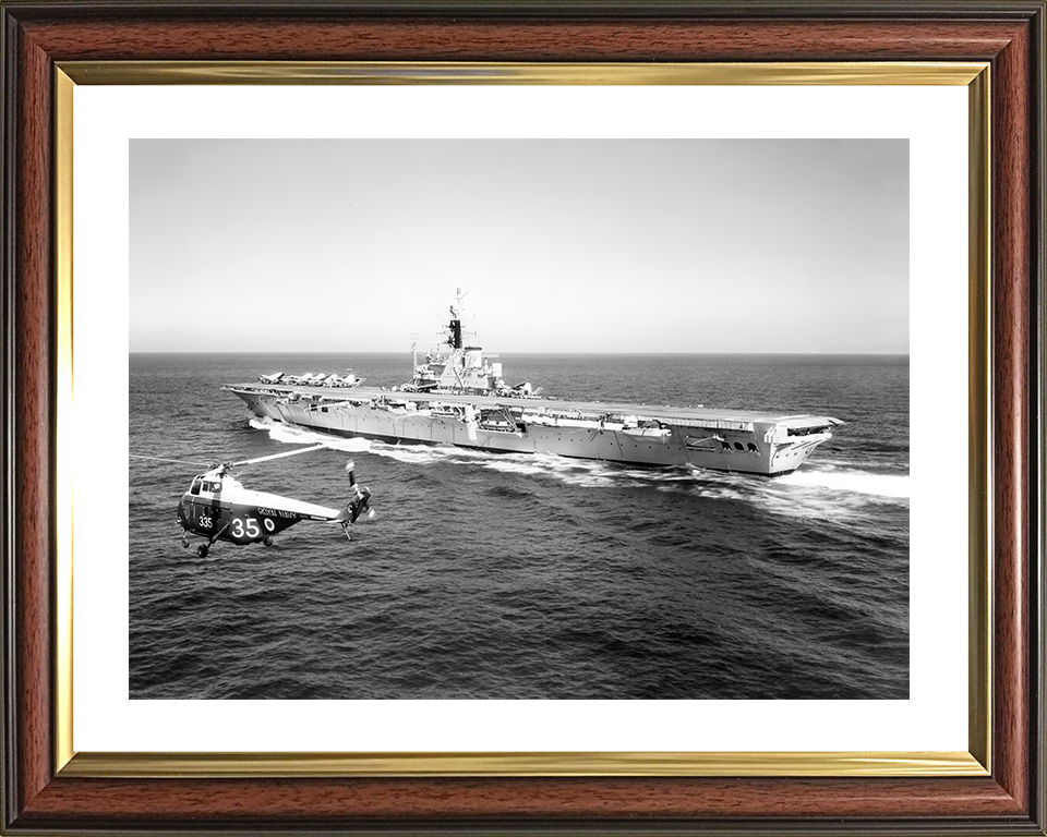 HMS Centaur (R06) Royal Navy Centaur Class Carrier With Helicopter Photo Print Wall Art Decor Posters, Prints, & Visual Artwork Hampshire Prints 10 x 8 Classic Frame Yes