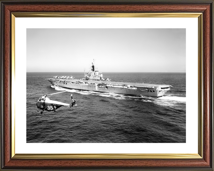 HMS Centaur (R06) Royal Navy Centaur Class Carrier With Helicopter Photo Print Wall Art Decor Posters, Prints, & Visual Artwork Hampshire Prints 10 x 8 Classic Frame Yes