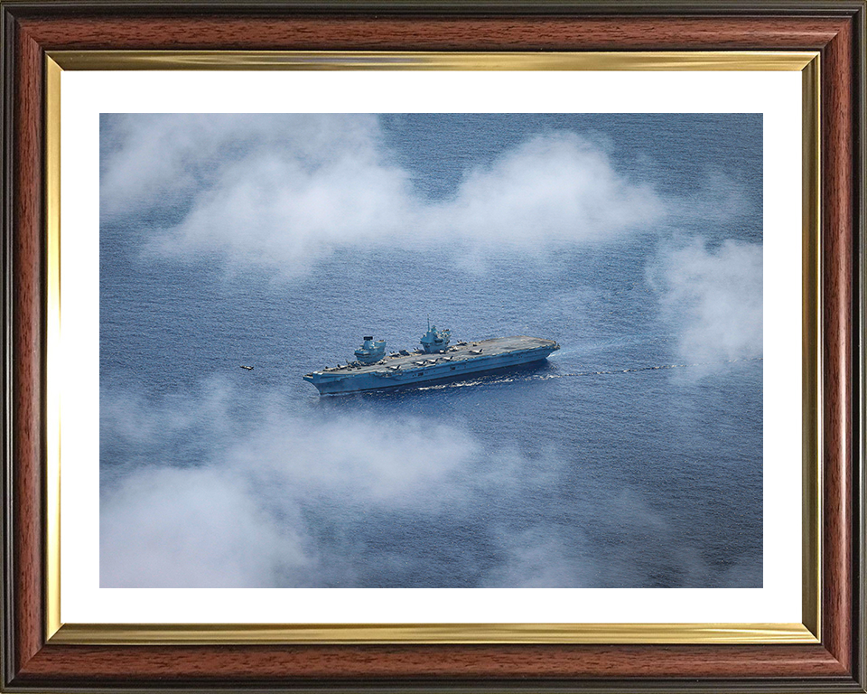 HMS Prince of Wales (R09) Photo Print - At Sea Aug 2025 - Royal Navy Queen Elizabeth Class Aircraft Carrier Hampshire Prints 10 x 8 Classic Frame Yes