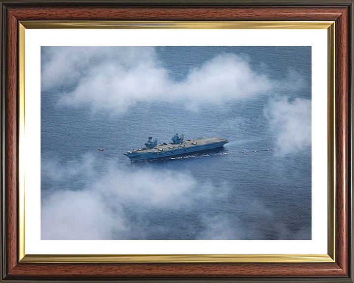 HMS Prince of Wales (R09) Photo Print - At Sea Aug 2025 - Royal Navy Queen Elizabeth Class Aircraft Carrier Hampshire Prints 10 x 8 Classic Frame Yes