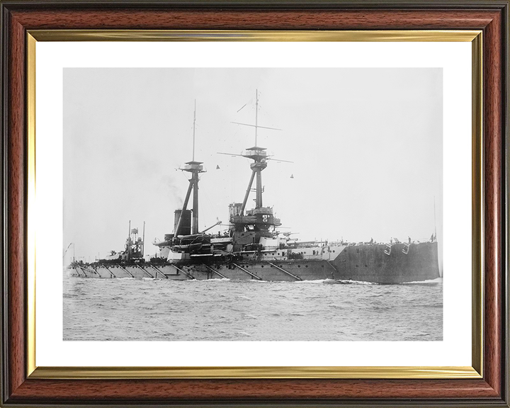 HMS Bellerophon (1907) Royal Navy Bellerophon Class Dreadnought Starboard View Photo Print Wall Art Decor Posters, Prints, & Visual Artwork Hampshire Prints 10 x 8 Classic Frame Yes