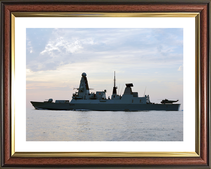 HMS Diamond (D34) Royal Navy Type 45 Destroyer Port Side Silhouette 2012 Photo Print Wall Art Decor Posters, Prints, & Visual Artwork Hampshire Prints 10 x 8 Classic Frame Yes