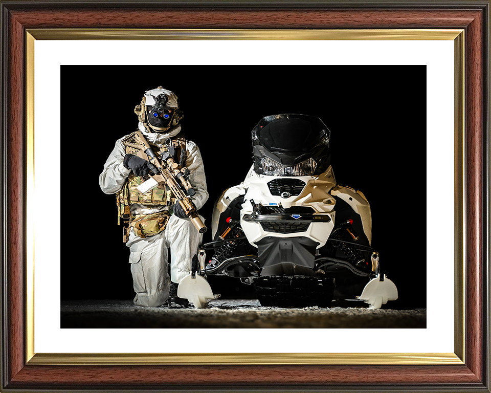 Royal Marine With an Oversnow Reconnaissance Vehicle Photo Print 30 Commando Wall Art Military Decor UK Posters, Prints, & Visual Artwork Hampshire Prints 10 x 8 Classic Frame Yes