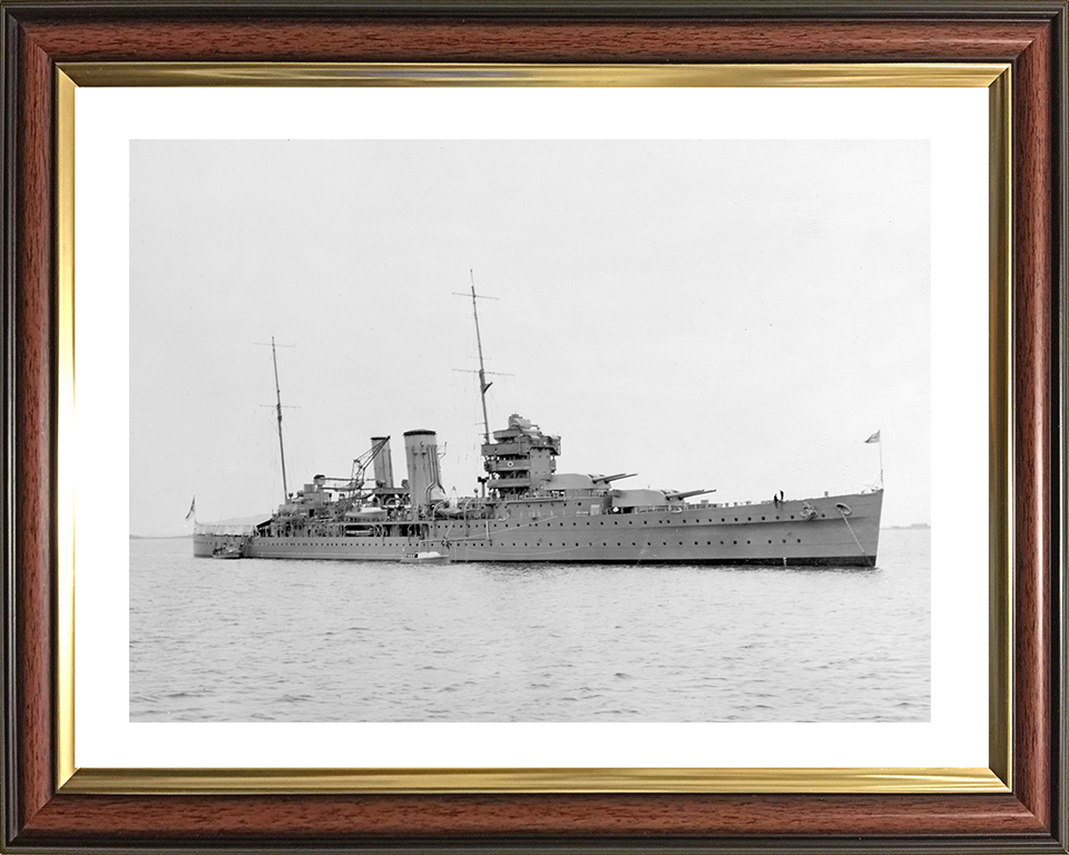 HMS York (90) Photo Print - At Anchor 1931 - Royal Navy York Class Heavy Cruiser Hampshire Prints 10 x 8 Classic Frame Yes