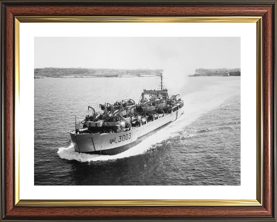 HMS Anzio (L3003) Royal Navy Tank Landing Craft Port Bow View Warship Photo Print Wall Art Decor Posters, Prints, & Visual Artwork Hampshire Prints 10 x 8 Classic Frame Yes