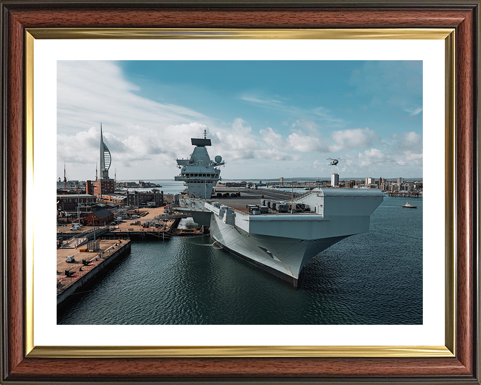 HMS Prince of Wales (R09) Photo Print - HMNB Portsmouth - Royal Navy Queen Elizabeth Class Aircraft Carrier Hampshire Prints 10 x 8 Classic Frame Yes
