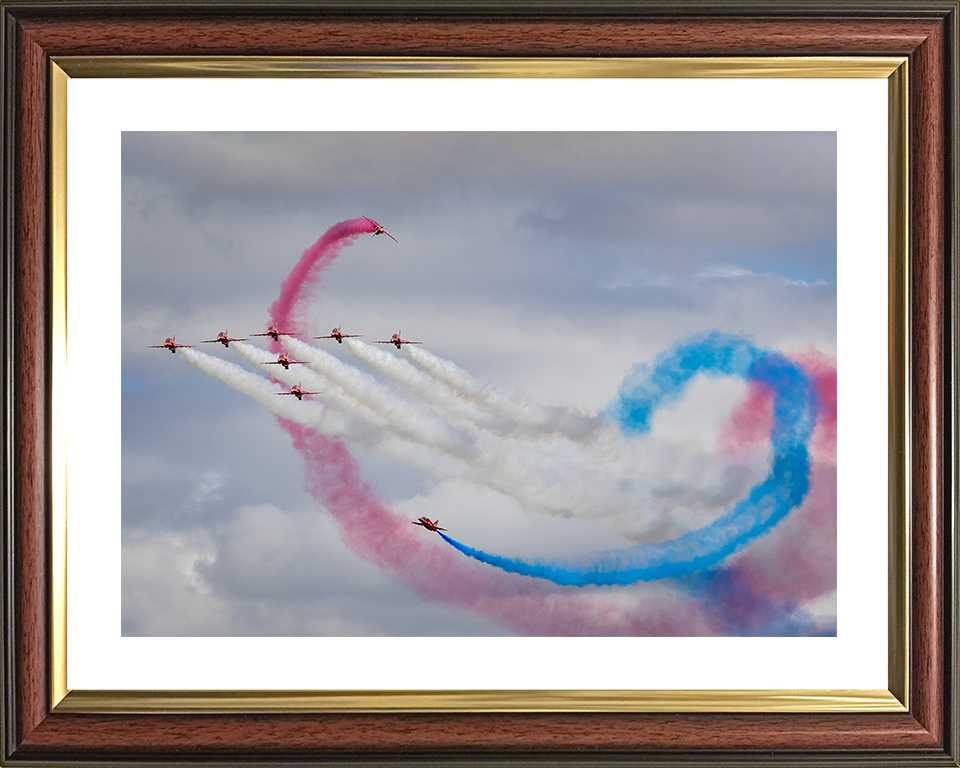 RAF Red Arrows Royal International Air Tattoo 2025 Photo Print - Royal Air Force Aircraft Hampshire Prints 10 x 8 Classic Frame Yes