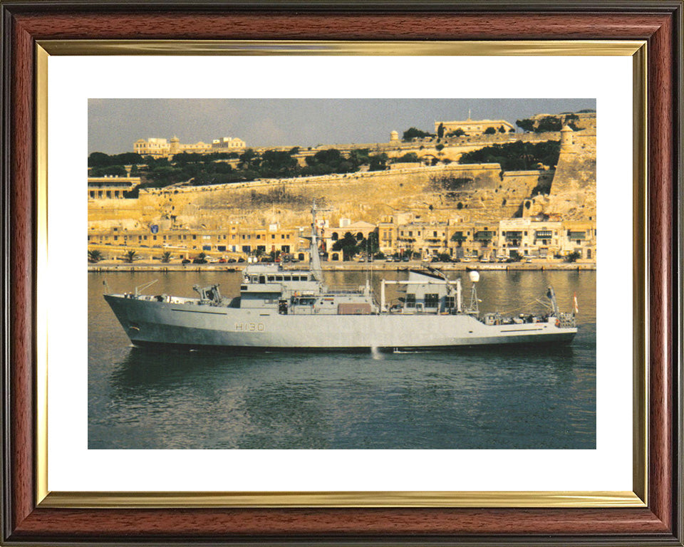 HMS Roebuck (H130) Photo Print - Valletta Malta - Royal Navy Coastal Survey Vessel Hampshire Prints 10 x 8 Classic Frame Yes