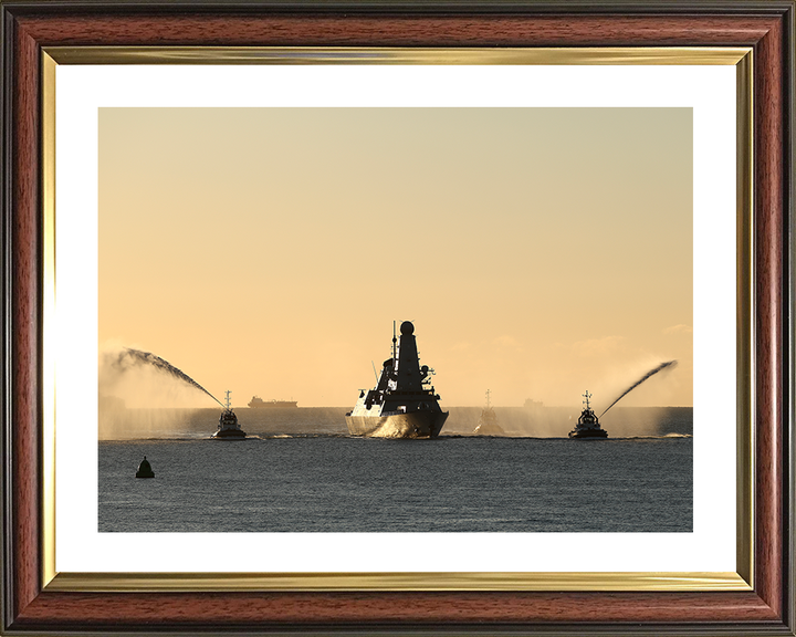 HMS Dauntless (D33) Photo Print - With Tugs 2025 - Royal Navy Type 45 Destroyer Posters, Prints, & Visual Artwork Hampshire Prints 10 x 8 Classic Frame Yes