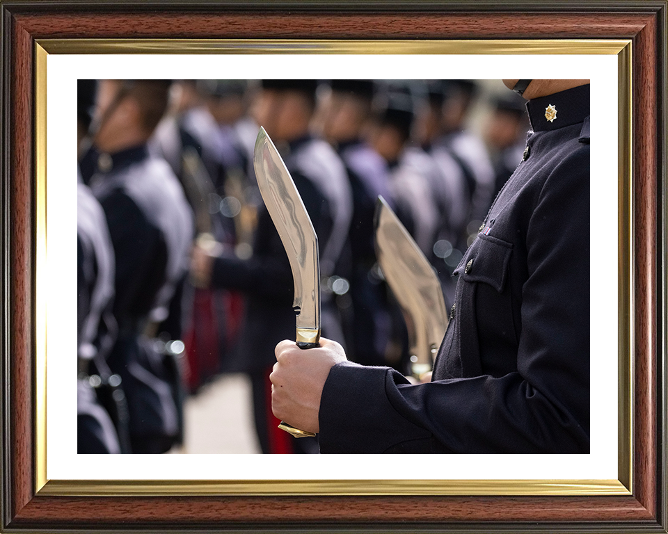 Royal Gurkha Rifleman with Kukri on Parade Photo Print - British Army Hampshire Prints 10 x 8 Classic Frame Yes