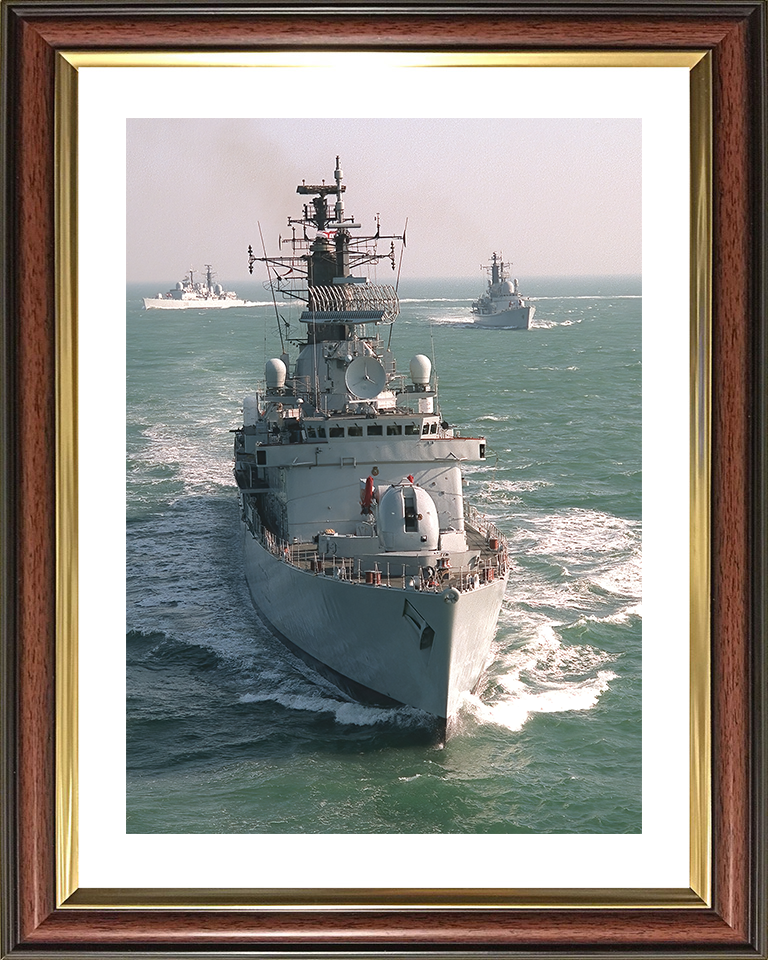 HMS Cardiff (D108) Royal Navy Type 42 Destroyer High Bow View Photo Print Wall Art Decor Posters, Prints, & Visual Artwork Hampshire Prints 10 x 8 Classic Frame Yes