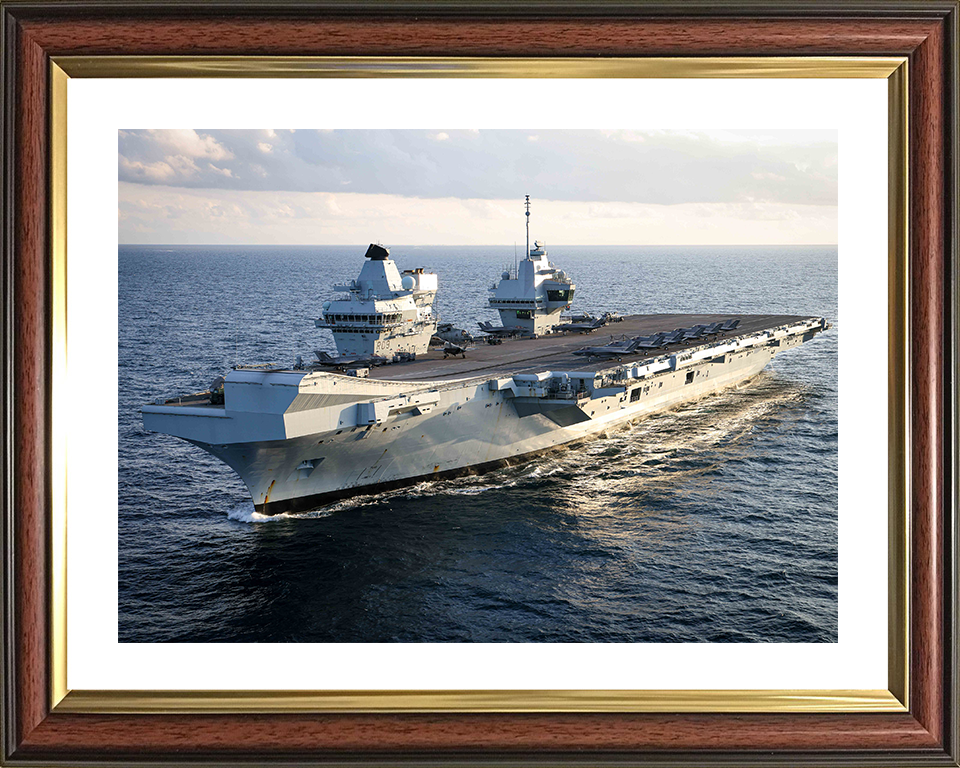 HMS Prince of Wales (R09) Photo Print - At Sea July 2025 - Royal Navy Queen Elizabeth Class Aircraft Carrier Hampshire Prints 10 x 8 Classic Frame Yes
