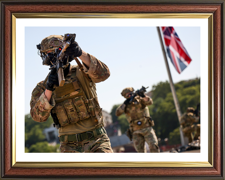 Royal Marines Commandos with Union Jack Photo Print Hampshire Prints 10 x 8 Classic Frame Yes