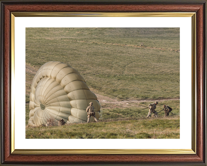 British Army Paratroopers Recover Their Canopies Photo Print Wall Art Military Decor Poster Posters, Prints, & Visual Artwork Hampshire Prints 10 x 8 Classic Frame Yes