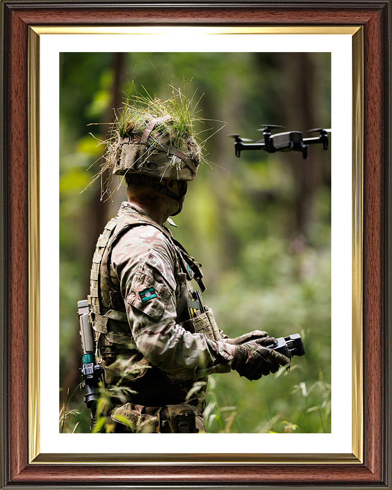 Soldier Flies an Anafi camera drone Photo Print - British Army Hampshire Prints 10 x 8 Classic Frame Yes