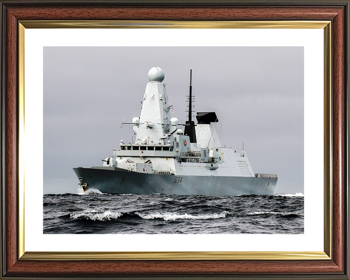 HMS Diamond (D34) Royal Navy Type 45 Destroyer Low Port Bow View Photo Print Wall Art Decor Posters, Prints, & Visual Artwork Hampshire Prints 10 x 8 Classic Frame Yes