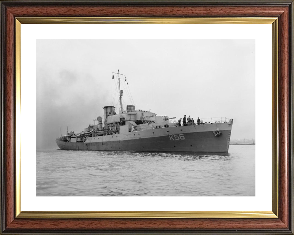 HMS Asphodel (K56) Royal Navy Flower Class Corvette Starboard Bow View Photo Print Wall Art Decor Posters, Prints, & Visual Artwork Hampshire Prints 10 x 8 Classic Frame Yes