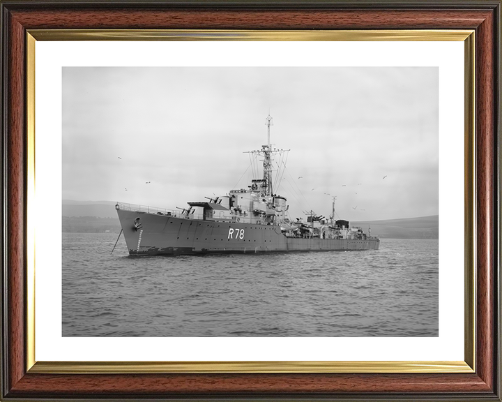 HMS Wessex (R78) Photo Print - At Anchor 1944 - Royal Navy W Class Destroyer Hampshire Prints 10 x 8 Classic Frame Yes