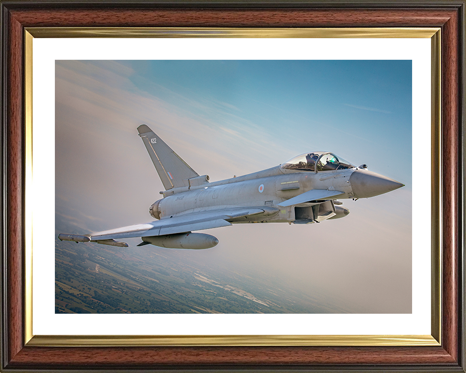 RAF Typhoon in flight over RAF Cosford Photo Print - Royal Air Force Aircraft Hampshire Prints 10 x 8 Classic Frame Yes