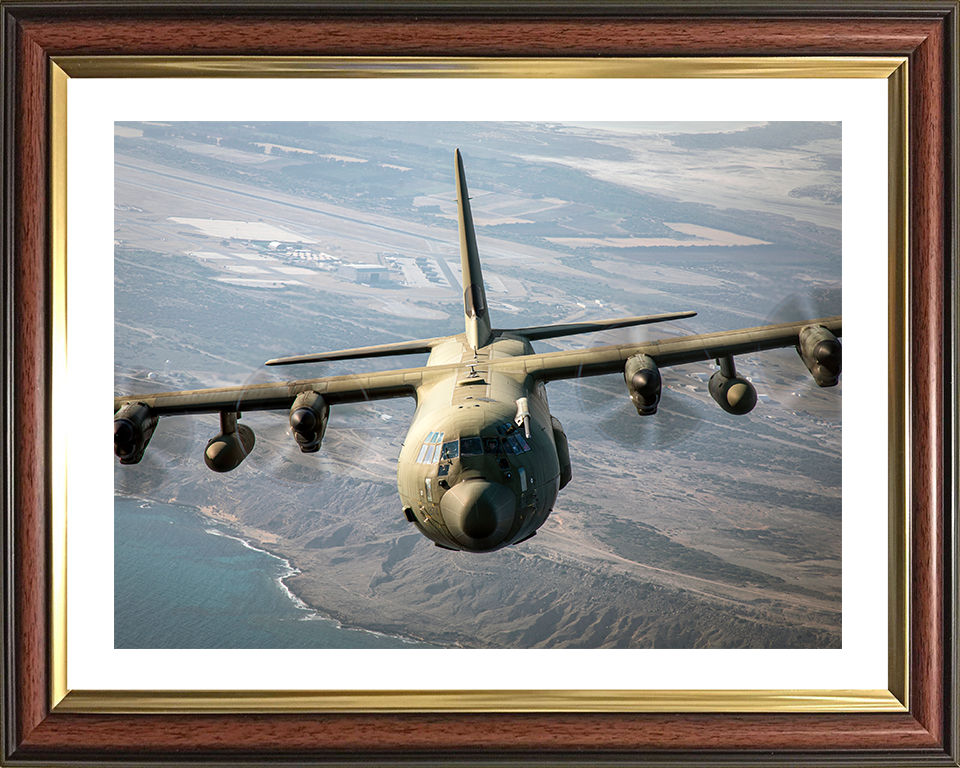 RAF C130J C4 Hercules in flight Photo Print - Royal Air Force Aircraft Hampshire Prints 10 x 8 Classic Frame Yes