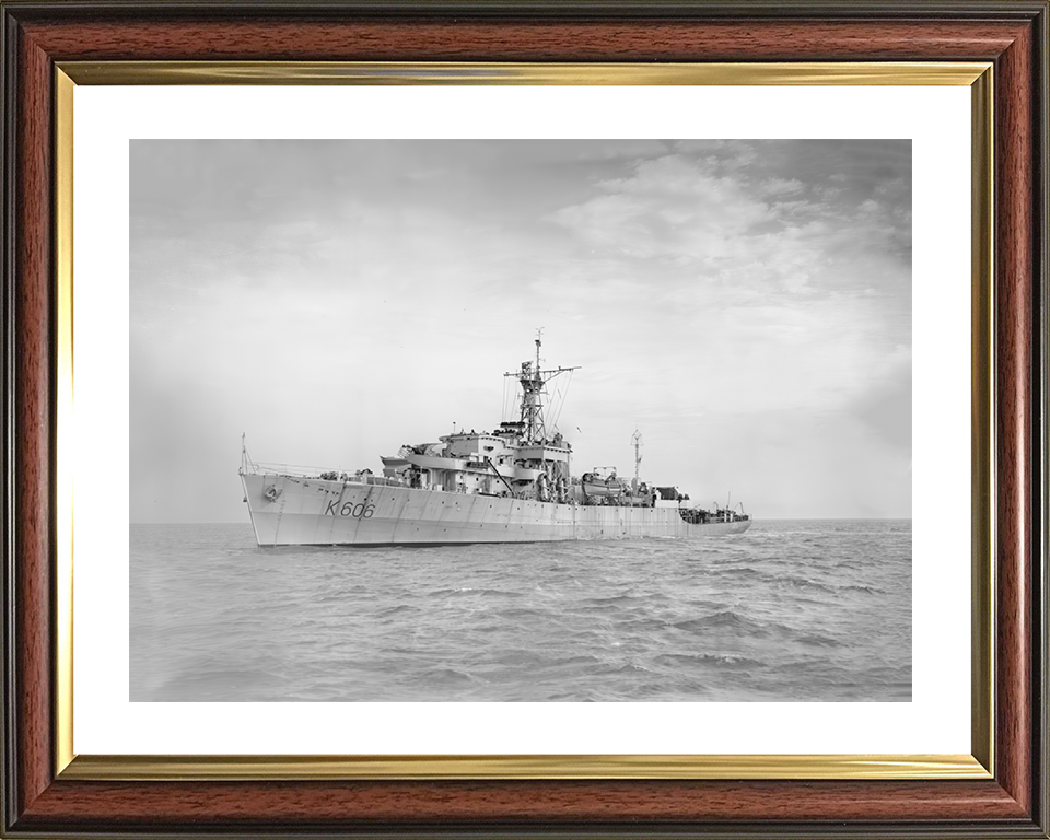 HMS Bigbury Bay (K606) Royal Navy Bay Class Frigate Port Bow View Photo Print Wall Art Decor Posters, Prints, & Visual Artwork Hampshire Prints 10 x 8 Classic Frame Yes